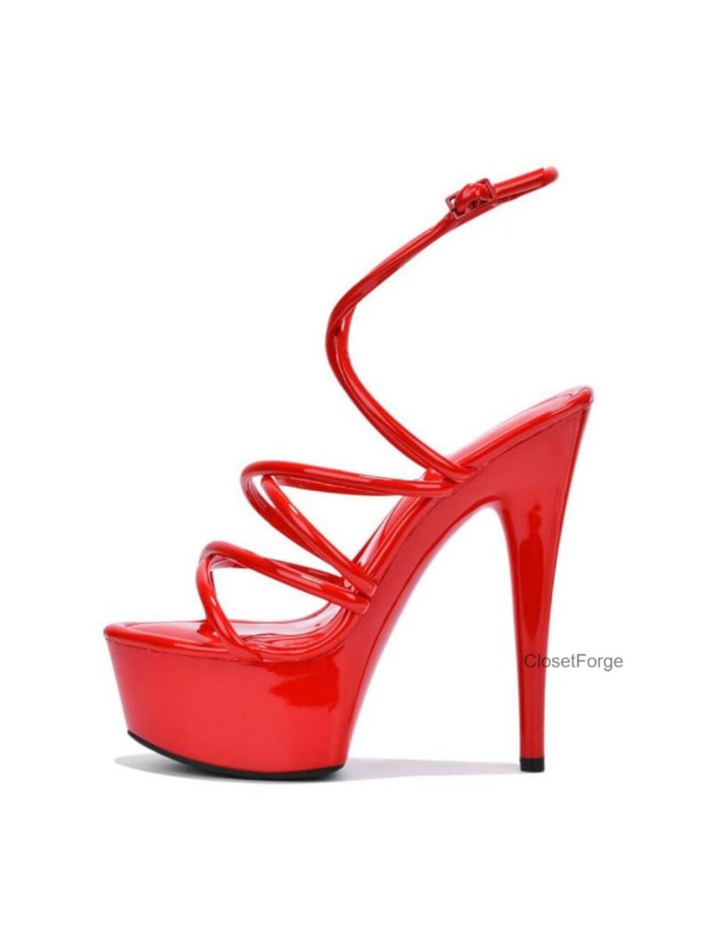 Women's Strappy Platform Stiletto Heels - 5.7" High Heel Sandals w/ Ankle Strap